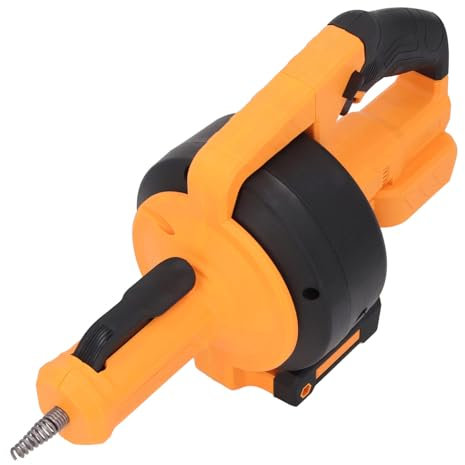 Tarière de Vidange électrique sans Fil, Dissolvant de Bouchons de Serpent Flexible avec Câble D'alimentation Automatique et Lampe de Travail LED, pour Toilettes, égouts (YELLOW)