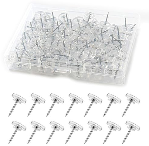Reiszwecken mit Kopf 150 Stück Transparente Reißzwecken 16mm Heftzwecken Reisszwecken Pinnwandnadeln Flacher Kopf Reißnägel für Pinnwand