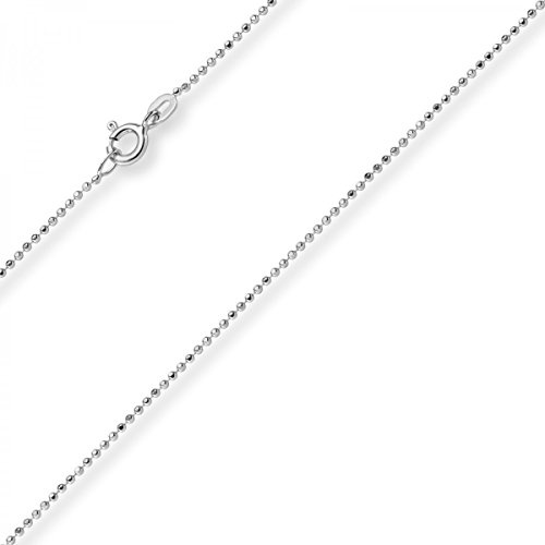 1mm Kugelkette diamantiert Kette Goldkette Halskette aus 750 Gold Weißgold, 60cm
