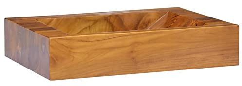 Xichuzi Lavabo de Madera Maciza de Teca 50x35x10 cm, Fregadero, Lavabo Baño, Lavamanos Baño, Lavatorio Casa De Banho, Mueble Lavabo sobre Encimera
