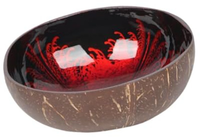 Gralara Cuenco de Coco para Llaves y Aperitivos, Diámetro 12 Cm, Rojo, Individual