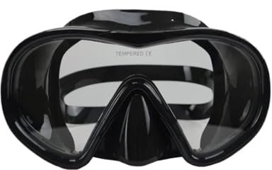 NADCFN Schnorchelmaske Erwachsene Low Volume klare Tauchmaske mit gehärtetem Glas Freitauchen Schnorcheln Silikon schwarz Unterwasser Tauchmasken(Black)