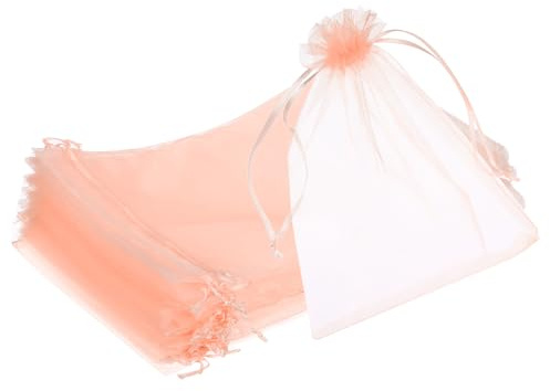 QUARKZMAN 25 Stück Organzasäckchen, 20x30cm Geschenksäckchen Durchsichtige Netzbeutel mit Kordelzug, Organzabeutel für Geschenk Schmuck Hochzeit Party Weihnachten Süßigkeiten, Dunkelrot