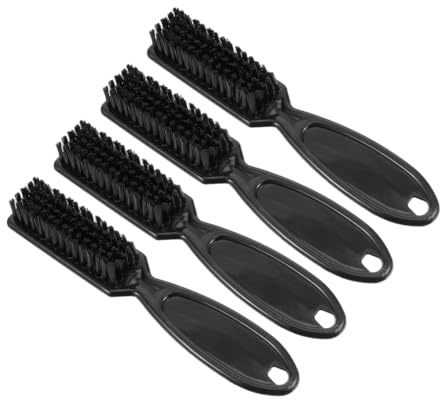 DEARMAMY Juego de 4 Cepillos de Peluquería de Nylon Negro Cerdas Suaves para Limpieza de Cortapelos en Barberías y Uso Doméstico