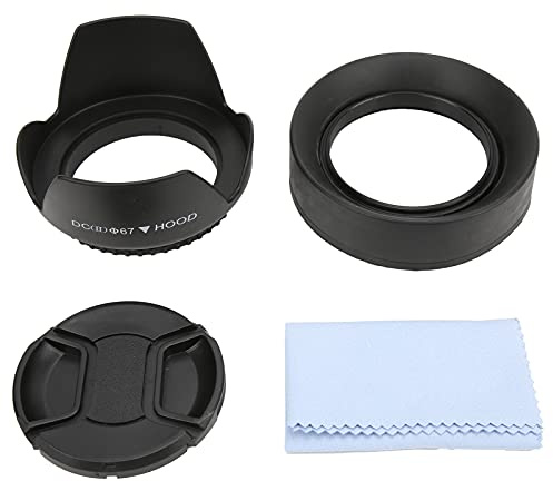 Rankomu Set paraluce 4 in 1, paraluce in gomma da 67 mm, paraluce Lotus, copriobiettivo e panno di pulizia, compatibile con varie fotocamere e obiettivi