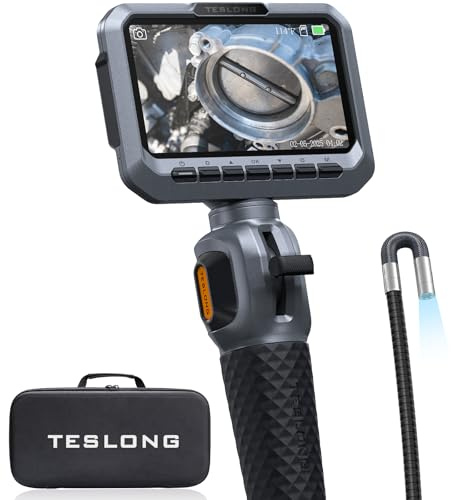 Teslong Two-Way Articulating Borescope, 5.5mm Slim Probe Endoscope Inspection Camera, 5.0'' Inspection Camera with Light, 5FT Flexible Snake Scope for Automotive, HVAC & Mechanics