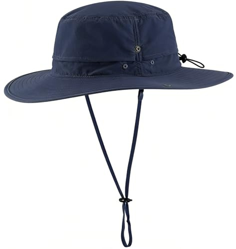 JAOAJ Cappello da Sole Uomo Boonie Estivo Pescatore Safari Cappello Anti UV Tesa Larga Mesh Traspirante Bucket Hat Impermeabile Leggero Pieghevole