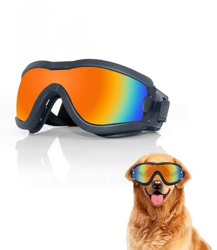 XFSRG Gafas de Sol para Perros Gafas Perro Protección UV con Correa Ajustable Resistentes al Viento Antipolvo para Paseos Running y Actividades al Aire Libre (M)