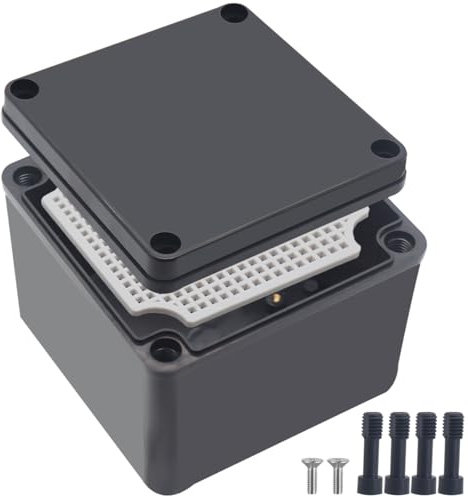 Caja de conexiones, IP67 resistente al agua, ABS, caja de proyectos negra con placa de montaje, caja eléctrica para electrónica exterior, 125 x 125 x 100 mm
