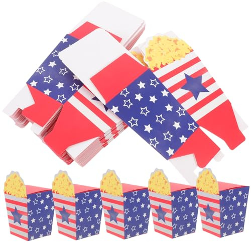 DECOMELODY Popcornbox Aus Papier 30 Stück Usa Design Popcornbehälter Für Party Snacks Pommes Frites Servierbox Mit Stabilem Karton Für Filmabend Und Unabhängigkeitstag