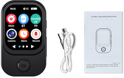 CHEOTIME MP3 MP4 Player intégré Camera, Bluetooth 5.4 Player Audio sonore Bluetooth 5.4, Lecteur de Musique Portable à écran Tactile de 2,01 Pouces avec Haut-Parleur, enregistreur (32 Go)