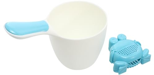 Beatifufu Duschbecher für Kinder aus Blauem Pp mit Feiner Wasserabgabe und Abnehmbarem Griff Runder Badespüler zum Baden und Gießen