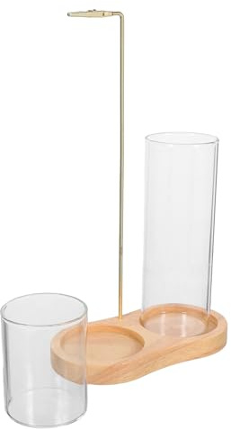 IMIKEYA Porte-encens Bois Massif Écologique avec Récipient Verre Transparent Support Forme pour Bâtons Encens Brûleur Anti-Cendres Élégant pour Yoga et Décoration Intérieure