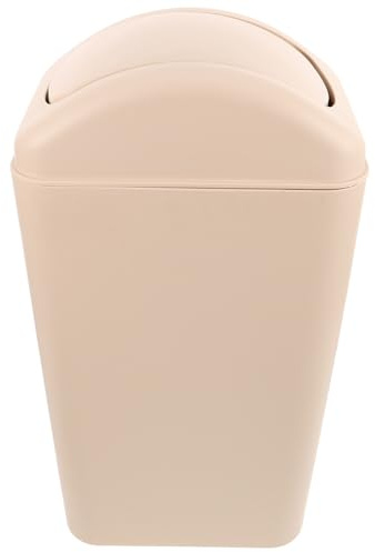 jojofuny Cubo de Basura de Plástico con Tapa Abatible Papelera de Baño Compacta 8 Litros Color Caqui Adecuado para Espacios Pequeños como Baño Cocina U Oficina Diseño Práctico y