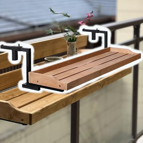 tavolo ringhiera balcone pieghevole Tavolo pieghevole non pieghevole per balcone, tavoli con ringhiera in legno massello impermeabili, mobili da balcone altamente pratici per esterni(L 60 CM)