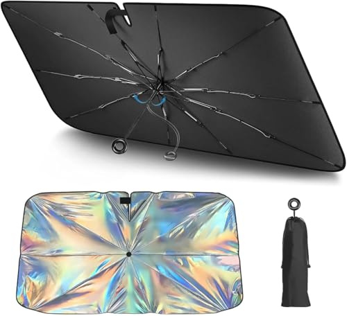Holdonelight 360° Rotating Foldable Car Windshield Sun Shade - Universal UV Protection & Heat Insulation Sunshade with Ergonomic Handle for Sedan, SUV, Most Vehicles (L-85cm*150cm)