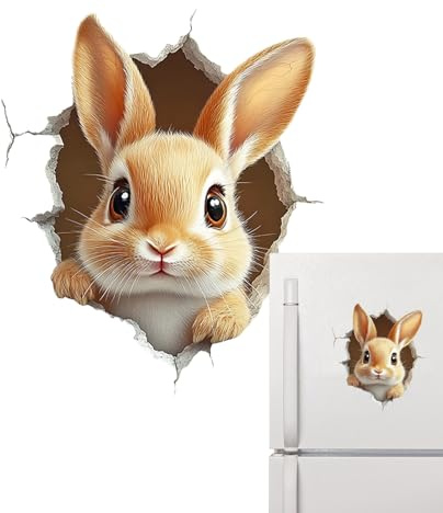 Zerrissene Osterhasen-Aufkleber, lustiger Aufkleber mit gebrochenen -Effekt, Tapete mit Osterhase, für Frühling, Garten, Party, Haus, Wohnung Urlaub und Foto