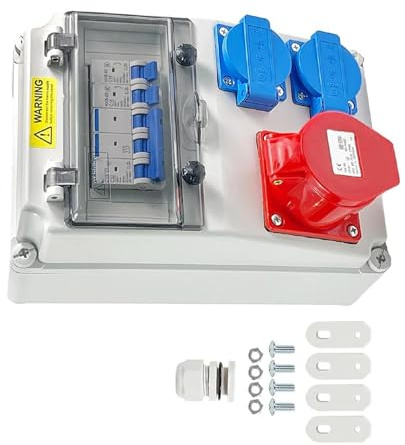 Electrical Outlet Box with Socket Wall Mounted Power Distributor for Outdoor Industrial Use Construction Outlet