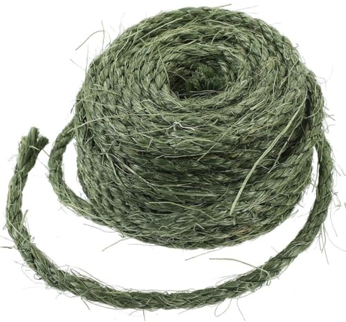 Kichvoe Cuerda de Sisal Natural Verde 6mm X 15m para Rascador de Gatos, Cuerda Resistente al Desgaste para Bricolaje y Recambio en Postes y Muebles para Gatos
