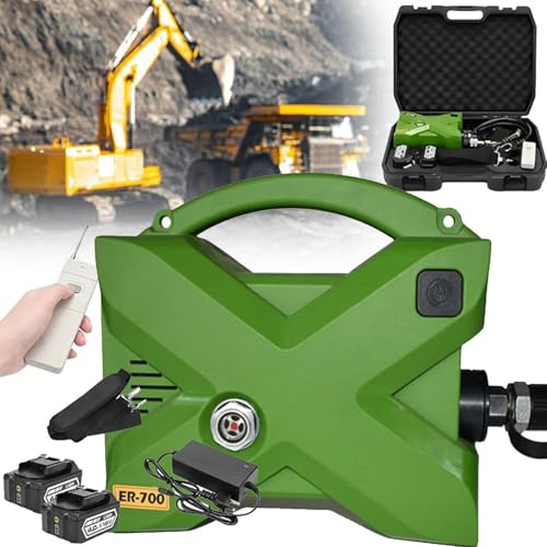 YXFAZPP Centralina Pompa Idraulica Elettrica Portatile, 70Mpa 10152PSI Pompa Idraulica Azionata Elettrica Doppio Effetto con Cinturino, 2 Batterie (4Ah/18V) Cinghia Telecomando