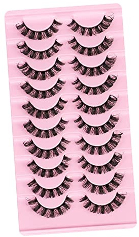 Cirraorive 10 Paar Wimpernset Falsche Augenwimpern Russische Streifenwimpern Handgefertigt Voluminöse 3D Curl Leicht Komfortabel für Partys Hochzeiten Schmink, C