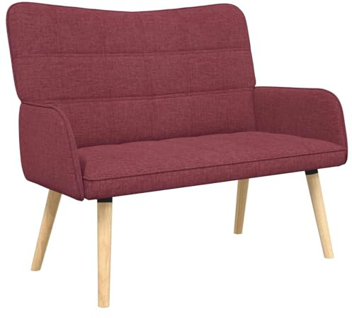 ULUYYUC Zweisitzer Sofa Weinrot, Modernes Loveseat Stoff Polstersofa für Wohnzimmer und Schlafzimmer, Kleines Relax Sofa mit Holzbeinen und Metallrahmen, 115 x 61 x 87 cm