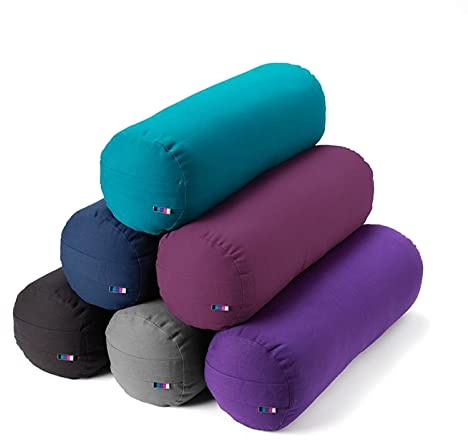 Yogamatters Organic Cotton Bolster | Removable Washable Cover | Yoga Bolster Cushion for Restorative Yoga and Meditation (Berry)