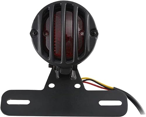 NATGIC Motorrad-Rücklicht, 12V Universal-Motorrad-Bremslicht Vintage Retro-Look Heckleuchte mit Kennzeichenhalter für alle Arten von modifizierten Motorrädern und Fahrrädern - Schwarz