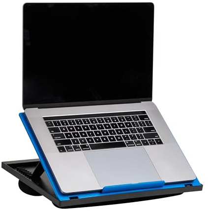 Mind Reader Laptop-Ständer, Betttablett, zusammenklappbar, Kissen, tragbar, Wohnheim, Kunststoff, 37,5 cm L x 27,9 cm B x 18,5 cm H, Blau