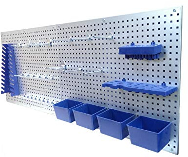 CF Technik Werkzeugwand Set aus Metall | 2x Lochwand (55,5 x 46 cm) inkl. 32-teiligem Haken und Behältersortiment | Stabiles Ordnungssystem für Werkstatt, Garage & Keller | Wandhalterung für Werkzeug