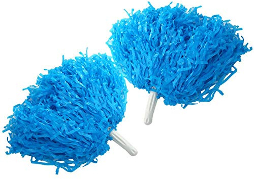 Keenso 2 Piezas de Pompones de Porristas, Pompones de Pompas de Animadora, Accesorios Deportivos de Baile para Fiestas, (Azul)