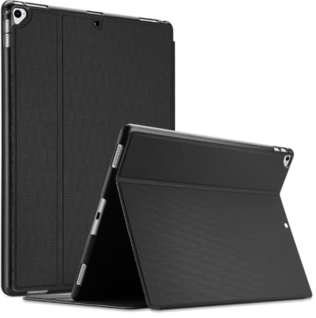 ProCase Boklock fodral för iPad Pro 12,9 tum 2017/2015 release (gammal modell, 1:a och 2:a generationen), vikbart lätt skyddsfodral Urban Folio Case Smart Cover – svart