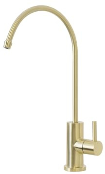 Trywell Gold Drinking Water Filter Faucet Kitchen Bar 304 Food Grade Solid Stainless Steel Tap, Non Air Gap Beverage Cold Water Purifier Filtration Tap for Reverse Osmosis Systems.