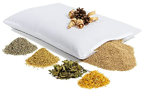 HIMMELGRÜN Zirbenkissen mit Kräutern - extra weiches Hirsekissen mit Kräutern und Zirbe - Zirben Kissen - Handgemacht - 40x60cm, Weiß mit Zipp(Hirse - Ruhekräutern und Zirbe (Weiß))