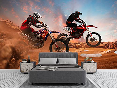 Oedim Vinyl-Fototapete für Motocross, Vinyl, dekorativ, für Zimmer, Wanddekoration, Vinyl-Aufkleber