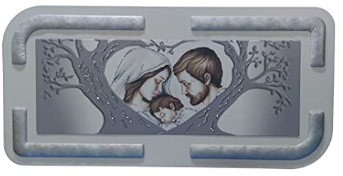 oggettando Quadro Albero della Vita Sacra Famiglia con Cornice Onda in Ecopelle Bianca con Inserto Imbottito Fili Argento Regali utili Originali e a Prezzi Bassi. (60x120cm (interno: 36x96cm))