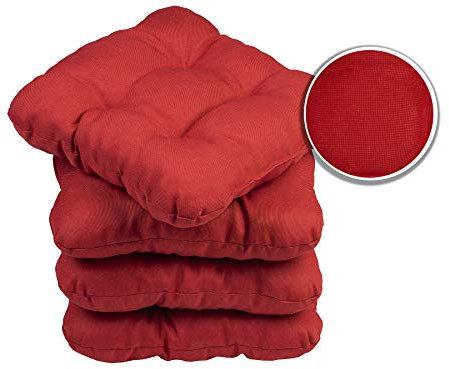 sunnypillow 4er Set Stuhlkissen 45x45 cm Bequeme 8cm Polsterauflage Auflage für Stühle/Bänke in Haus und Garten Sitzkissen Sitzauflage Gartenkissen viele Farben zur Auswahl Rot