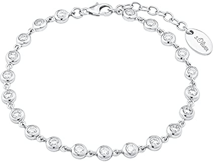 s.Oliver Armband 925 Sterling Silber Damen Armschmuck, mit Zirkonia synth., 17+3 cm, Gold, Kommt in Schmuck Geschenk Box, 2030748
