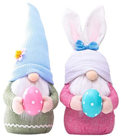 Zemolo 2Pcs Easter Gift Decoration Bunny Gnomes Plush Rabbit Faceless Doll