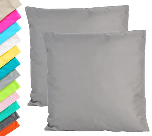 JACK 2er Set Outdoor Kissenhülle Kissenbezug 45x45cm Wasserfest Sitzkissen Lounge Kissen Garten Stuhl Lotus Effekt, Farbe:Grau
