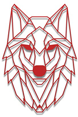 teileplus24 DS05 Wanddeko Metall | Wandbild | Metallbild | Geometrische Wandkunst | 40 x 58 cm, Farbe:Wolf 3D Rot