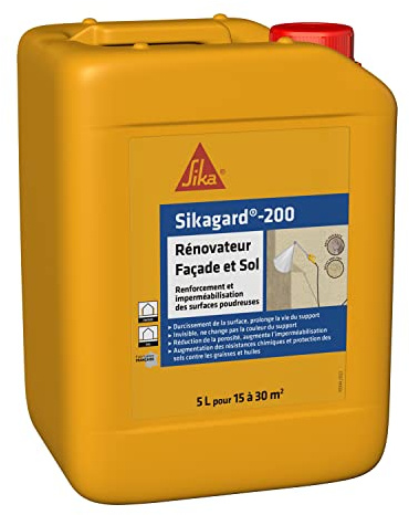 Sika – Refuerzo e impermeabilización de materiales porosos – Sikagard 200 – Renovador frontal y suelo – Int/Ext – Multisoportes – Listo para usar – Fácil aplicación – 5 L