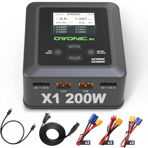 OVONIC 200W 15A Lipo Ladegerät Balance Entlader AC200W DC300W Dual für Rc Modellefor 1-6S Li-ion Life NiCd NiMH LiHV RC Akku(X1