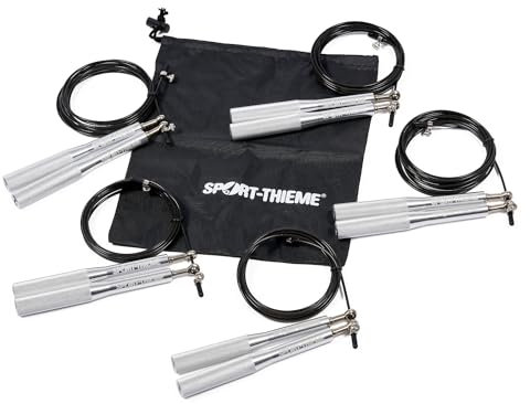 Sport-Thieme Springseil | Speed Rope Alu/Stahlkabel | Einstellbare Länge | Gerändelte Griffe | Kugelgelagertes Griffende | Einzeln oder im Set | 3,00 m | Ø 2,6 mm | 190 g