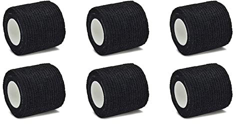 ACSUZ 6 Brötchen Von Haustierbandagen Gaze Bandage Selbstklebiger Atmungsaktiver Elastizitätsbande Für Sportfixierfinger -Handgelenk Beinbande,Schwarz,5CM