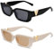 2 Stück Schnelle Rave Damen Retro Trendy Klassische Quadratische Vintage Sonnenbrille mit UV-Schutz für Draußen