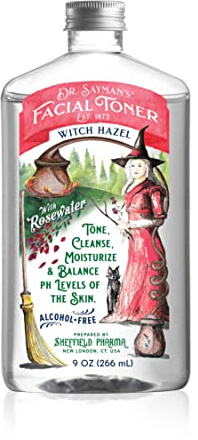 Dr. Saymans Alcohol-Free Facial Toner with Witch Hazel, Rosewater & Rice Protein, Removes Impurities & Hydrates Your Face, 9 oz