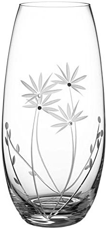 DIAMANTE Swarovski Barrel Shaped Crystal Vase Bloom - Hand Cut Flower Decoration with Swarovski Crystals - 25cm in gift box