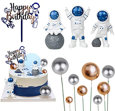 Astronauten Tortendeko 12 Stück Astronaut Geburtstag Deko Weltraum Kindergeburtstag Tortendeko Kugeln Weltraum Cupcake Toppers für Kinder Geburtstag Party Torte Deko Supplies,Kuchen Deko