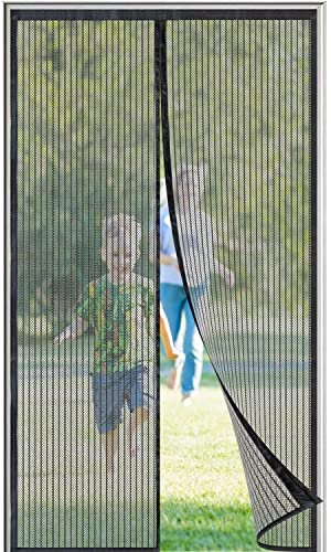 Fliegengitter balkontür Ohne Bohren 85x200 cm,Fliegengitter Tür Magnet,Insektenschutz balkontür，Full Frame,Stärkere Magneten,Geeignet für Balkontüren, Fenstertüren, Terrassentüren,Schwarz